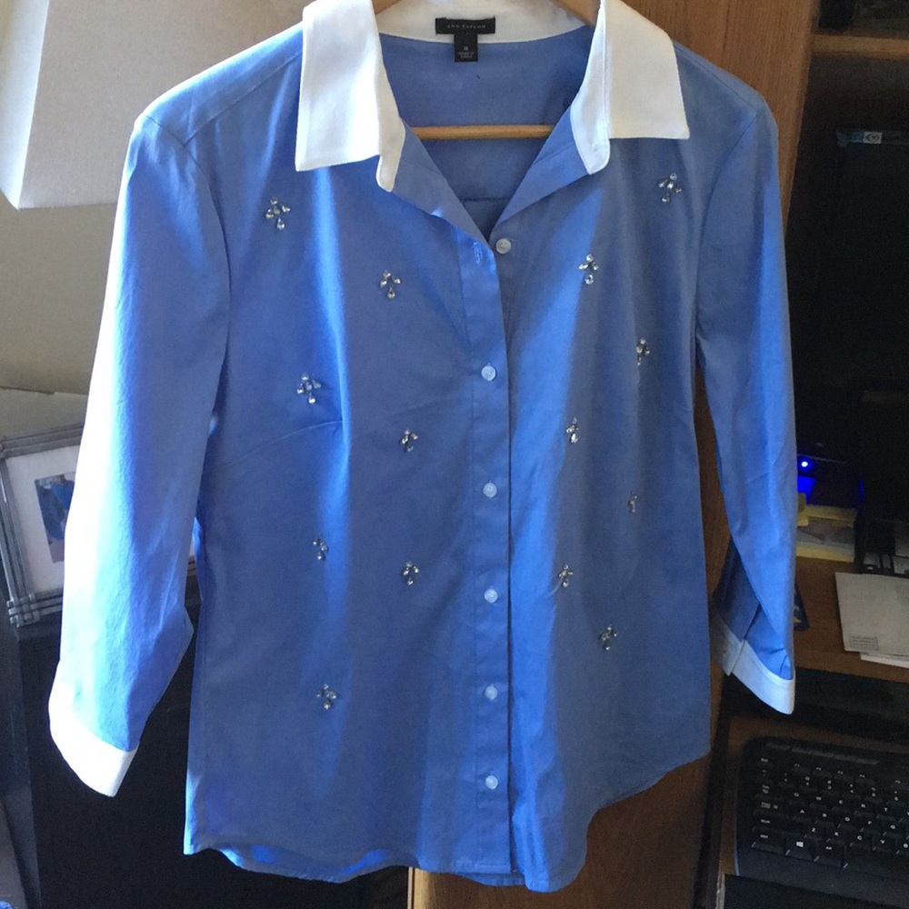 Light Blue White Collar Blouse